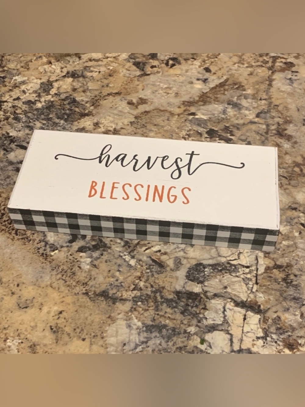 Harvest Blessings Sign - White and Orange Home Accent